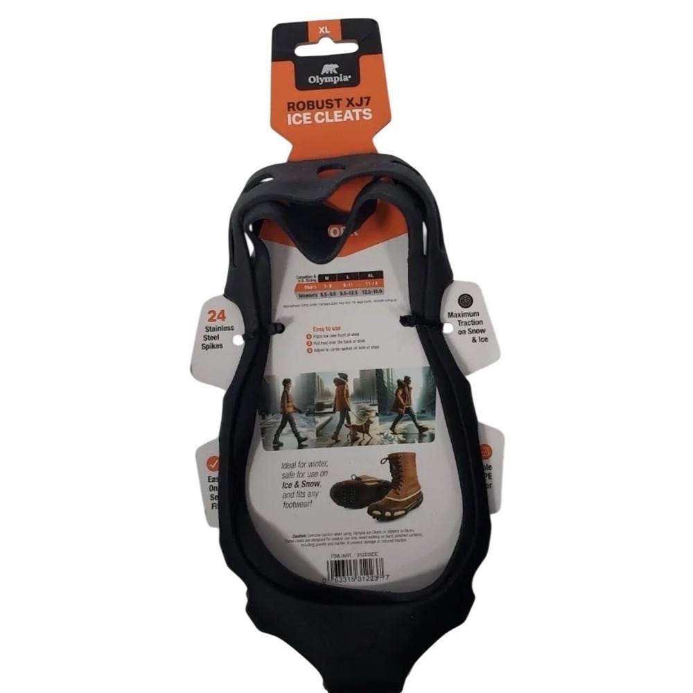 Olympia ROBUST XJ7  Ice Cleats: X-Large  11-14 Portable Snow & Ice Shoe Grips,